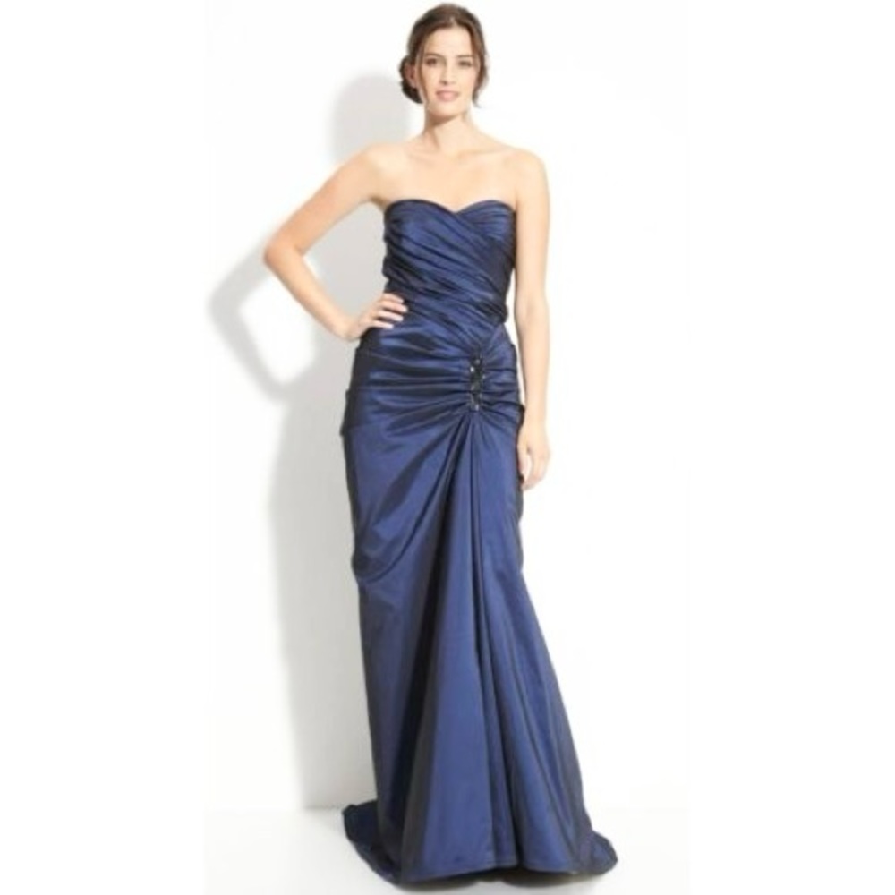 NWT Tadashi Shoji Taffeta Gown - Ruched Beaded - Matching Jacket